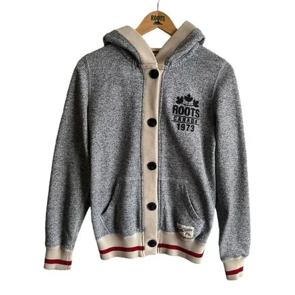 Roots Hoodie Size Small Gray Red Ivory Canada 1973 - Picture 3 of 9